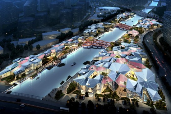 El diseño con el que Baum ganó el primer premio para recuperar urbanística y arquitectónicamente la zona del río Beitang en la ciudad de Hangzhou. 