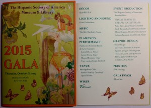 Foto del programa de mano Gala en la Hispanic Society NY